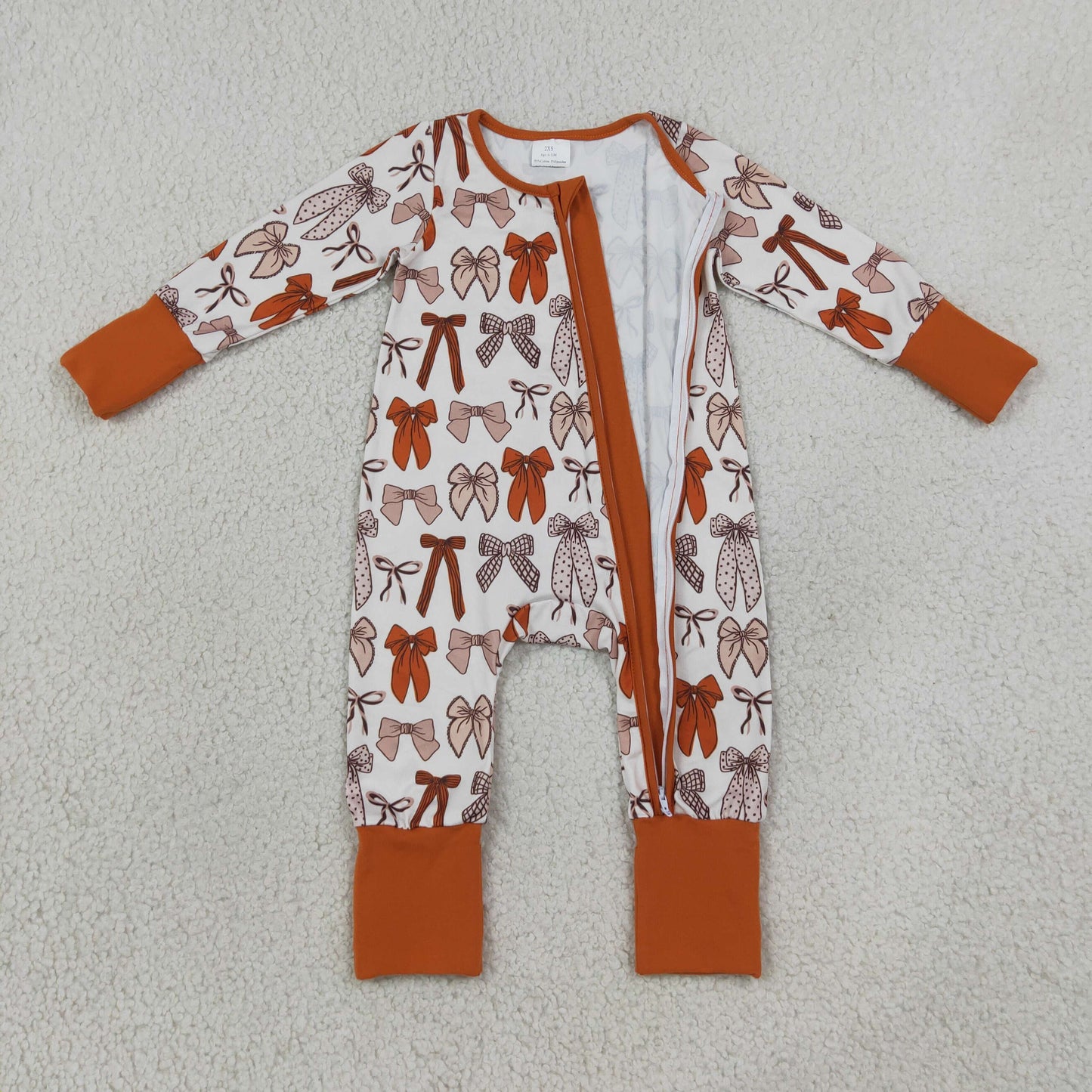 Baby Girls Bows Plaid Fall Two Way Zip Convertible Rompers