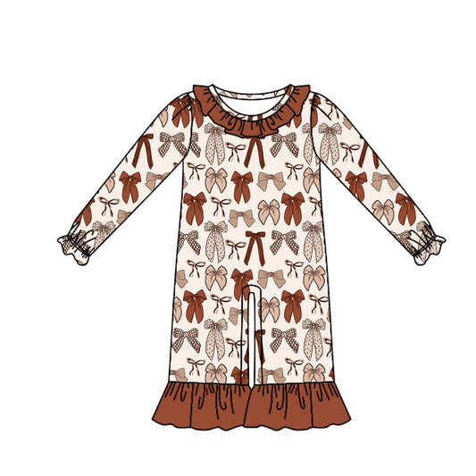 Preorder moq 5 Baby Girls Long Ruffle Sleeve Bows Plaid Fall Ruffle Pant Rompers