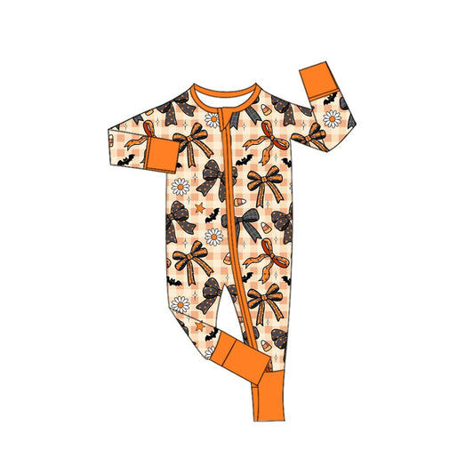 Baby Girls Candy Bows Flowers Halloweens Two Way Zip Convertible Rompers Preorder