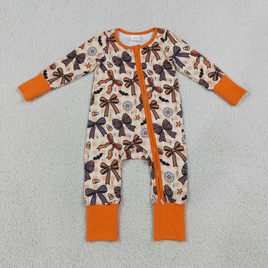 Baby Girls Candy Bows Flowers Halloweens Two Way Zip Convertible Rompers
