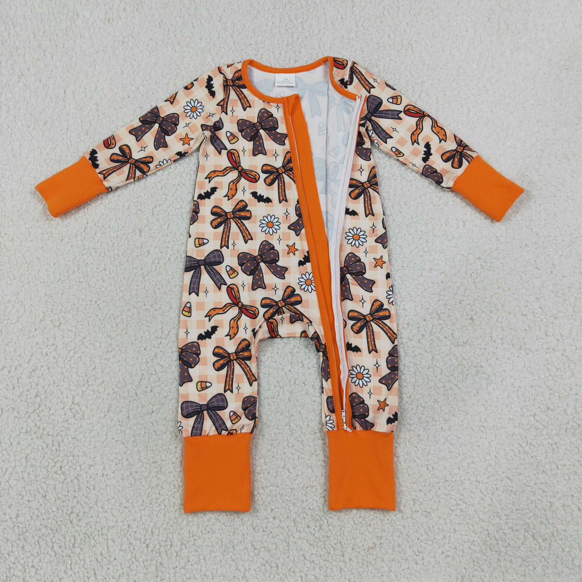 Sibling Baby Girls Bats Flowers Bows Pockets Tunic Ruffle Pant Halloween Clothes Set Button Dress