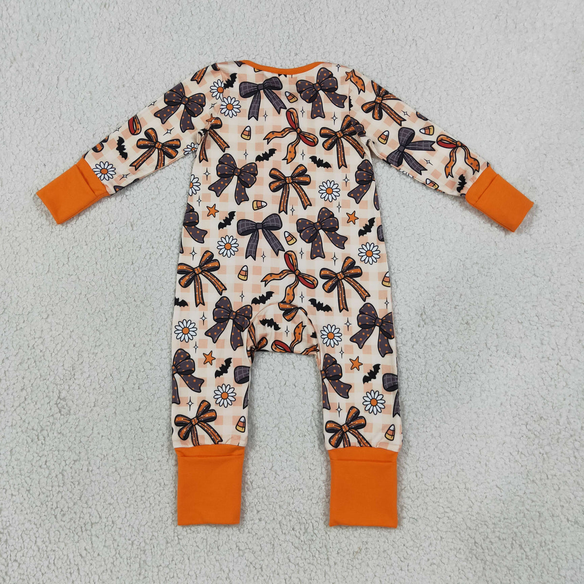 Sibling Baby Girls Bats Flowers Bows Pockets Tunic Ruffle Pant Halloween Clothes Set Button Dress