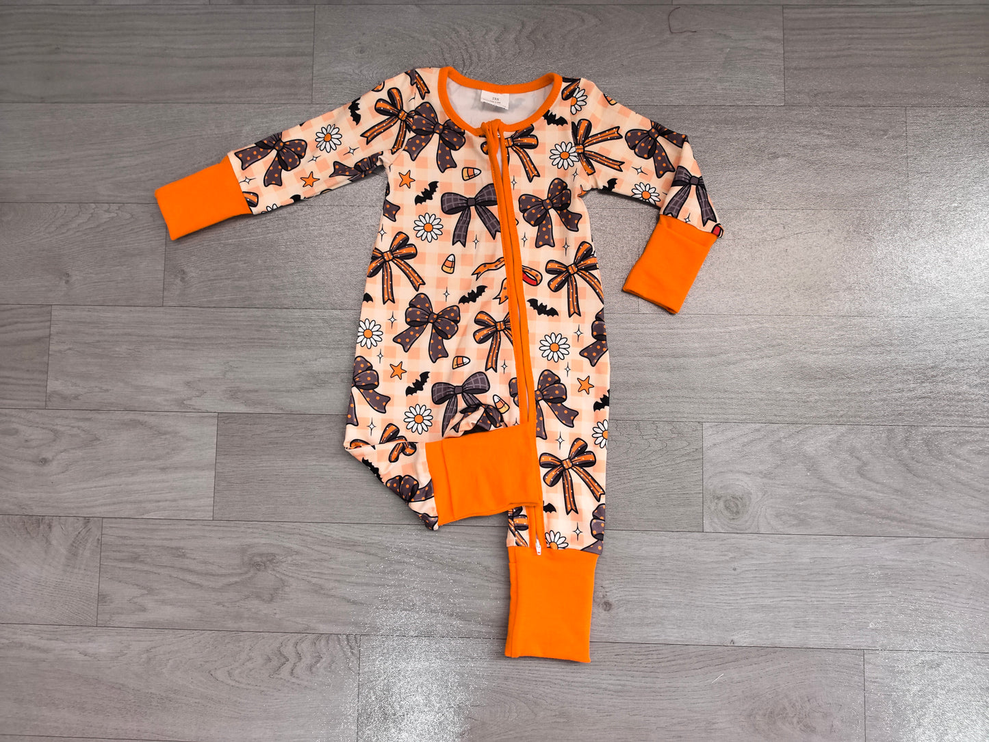 Baby Girls Candy Bows Flowers Halloweens Two Way Zip Convertible Rompers Preorder