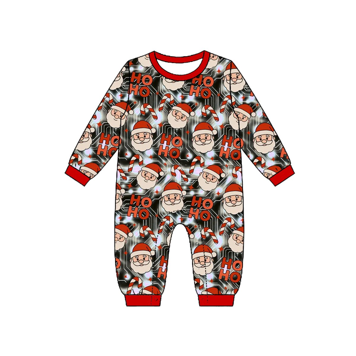Preorder moq 5 Baby Boys Santa Candy Cane Ho Ho Christmas Pant Rompers