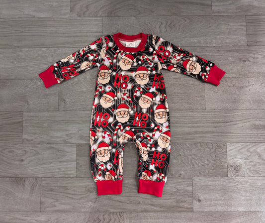 Baby Boys Santa Candy Cane Ho Ho Christmas Pant Rompers Preorder