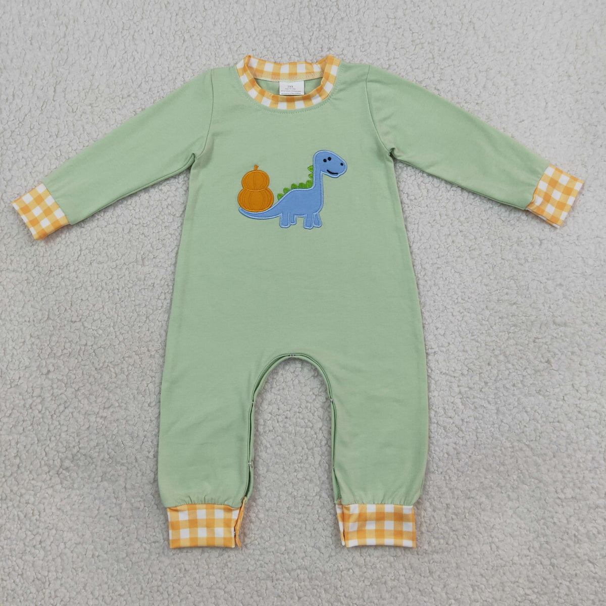 Embroidery Pumpkins Dinosaur Baby Boys Fall Long Sleeve Pant Rompers