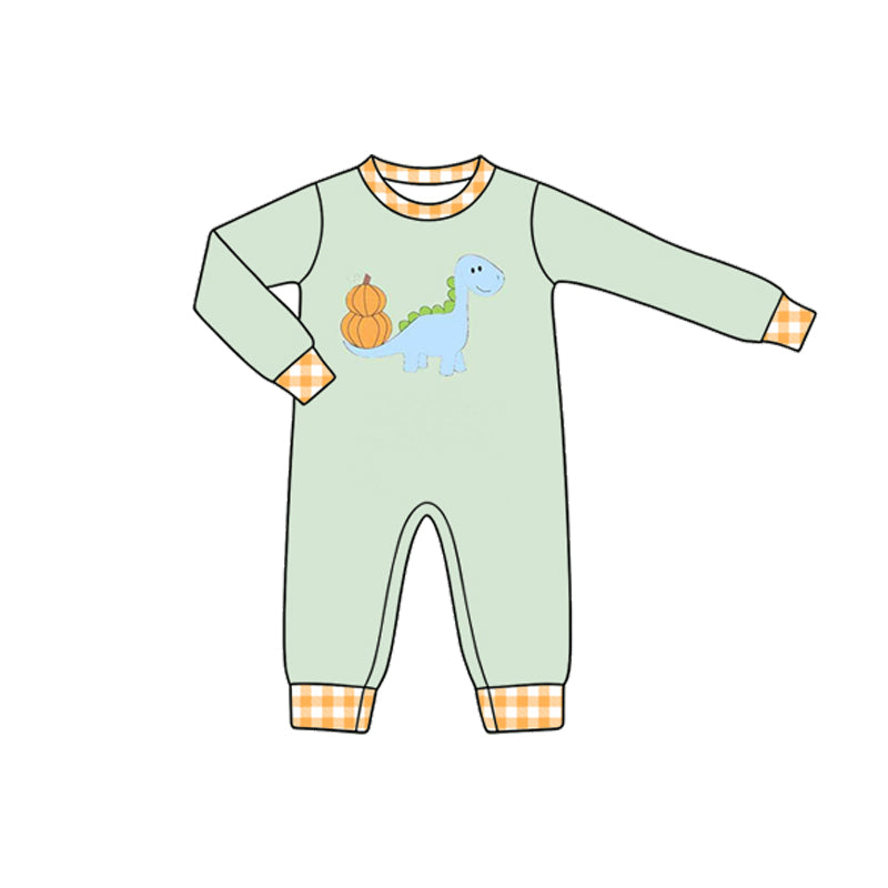 Preorder moq 5 Baby Boys Pumpkins Dinosaur Fall Pant Rompers