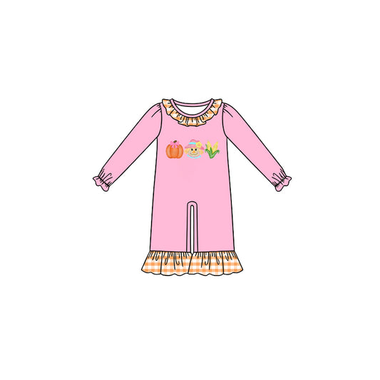 Preorder moq 5 Baby Girls Pumpkin Corn Fall Ruffle Pant Rompers