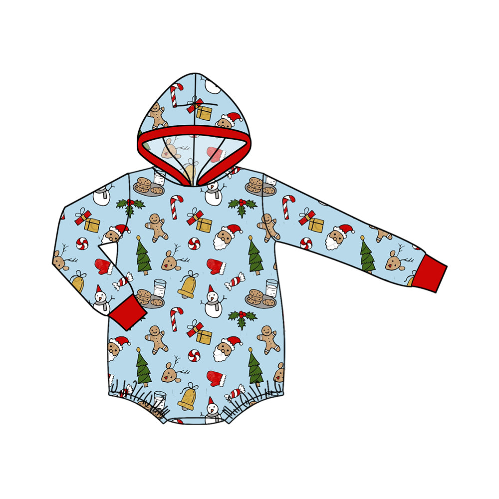 Preorder moq 5 Baby Boys Santa Gingerbread Christmas Hoodie Rompers