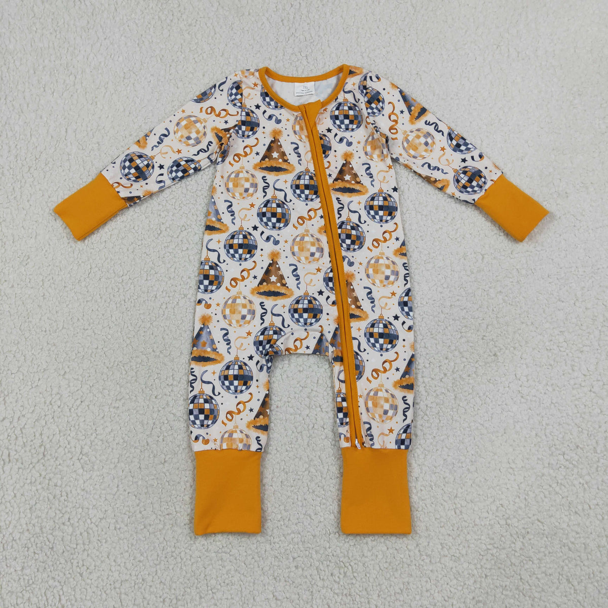 Baby Boys Stars Lights Happy New Year Two Way Zip Convertible Rompers