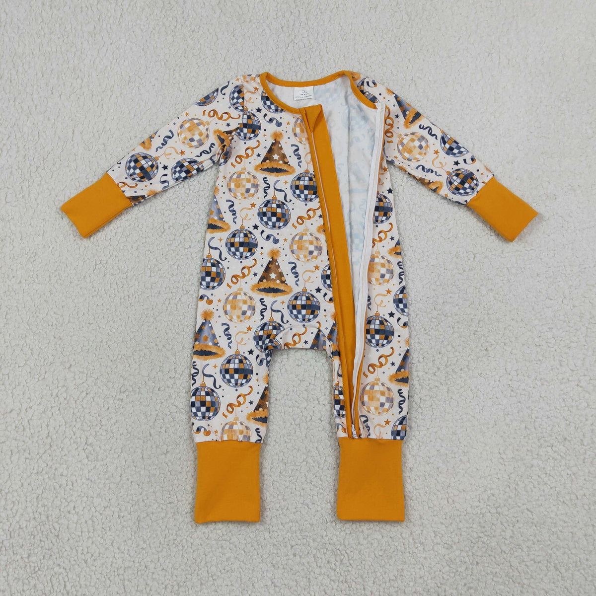 Baby Boys Stars Lights Happy New Year Two Way Zip Convertible Rompers