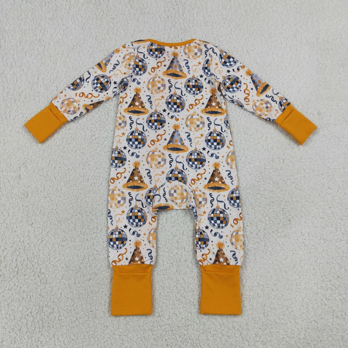 Baby Boys Stars Lights Happy New Year Two Way Zip Convertible Rompers