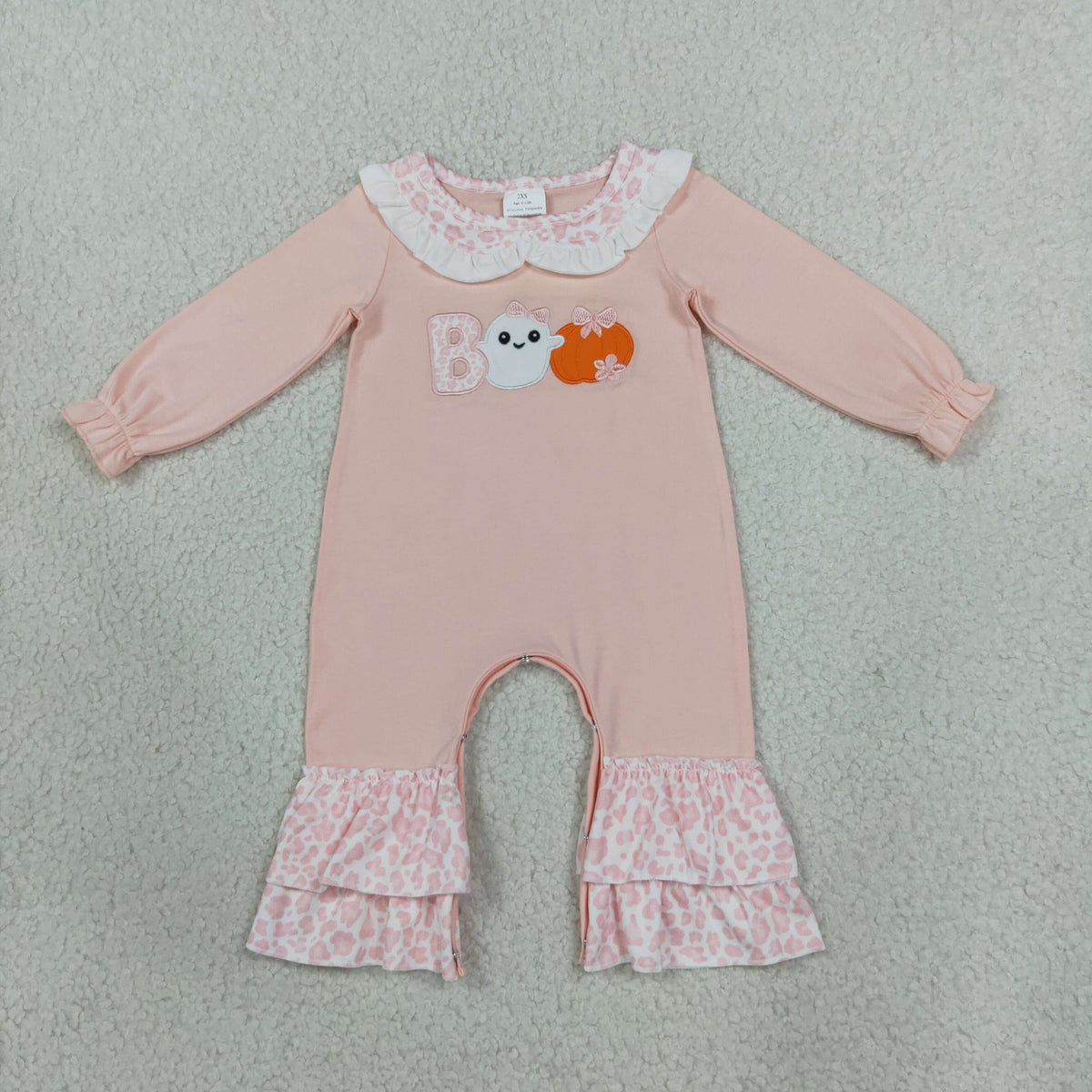 Sibling Baby Girls Embroidery Ghost Pumpkins BOO Flare Pant Halloween Set Pant Rompers