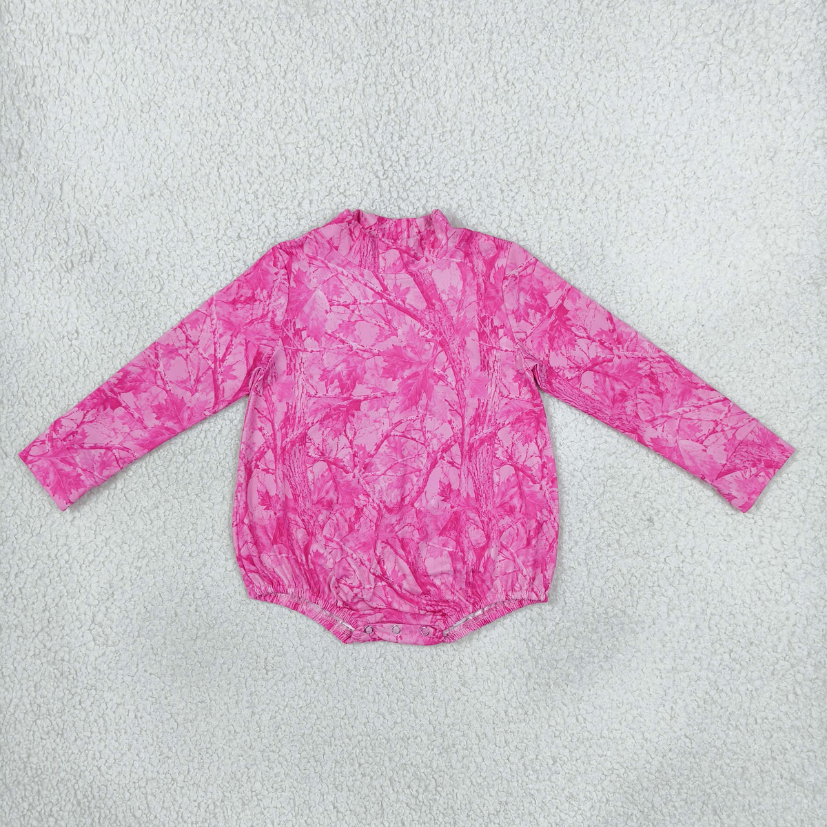 Baby Girls Pink Leavers Camo Long Sleeve Choker Rompers
