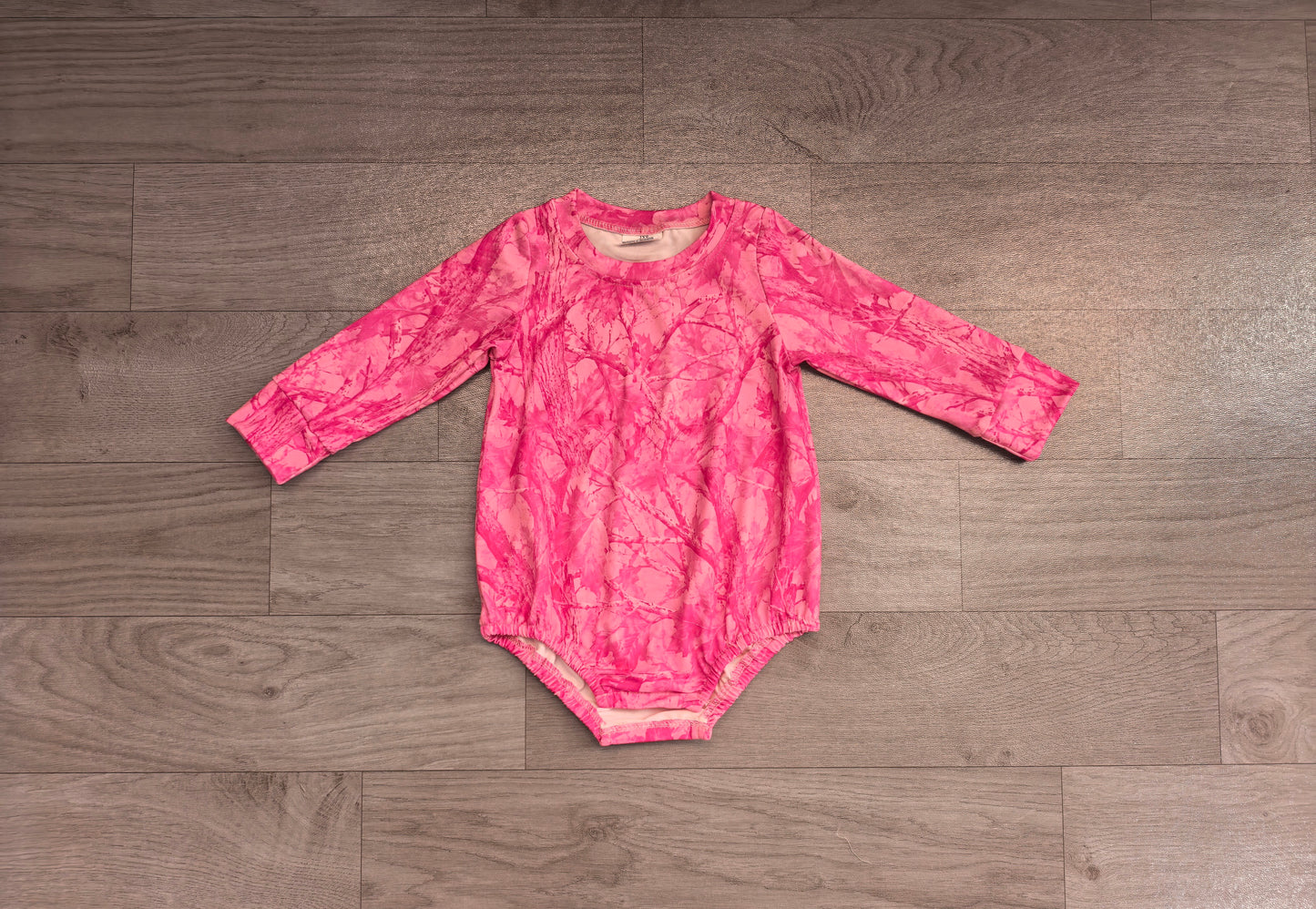 Baby Girls Pink Leavers Camo Long Sleeve Rompers Preorder