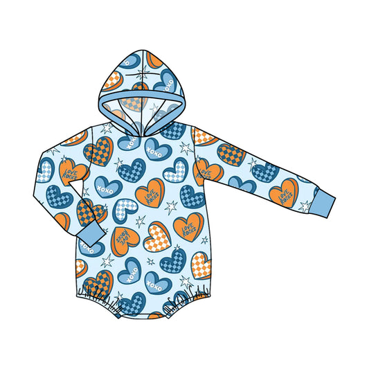 Preorder moq 5 Baby Boys Love Rocks Hearts Valentines Hoodies Romper