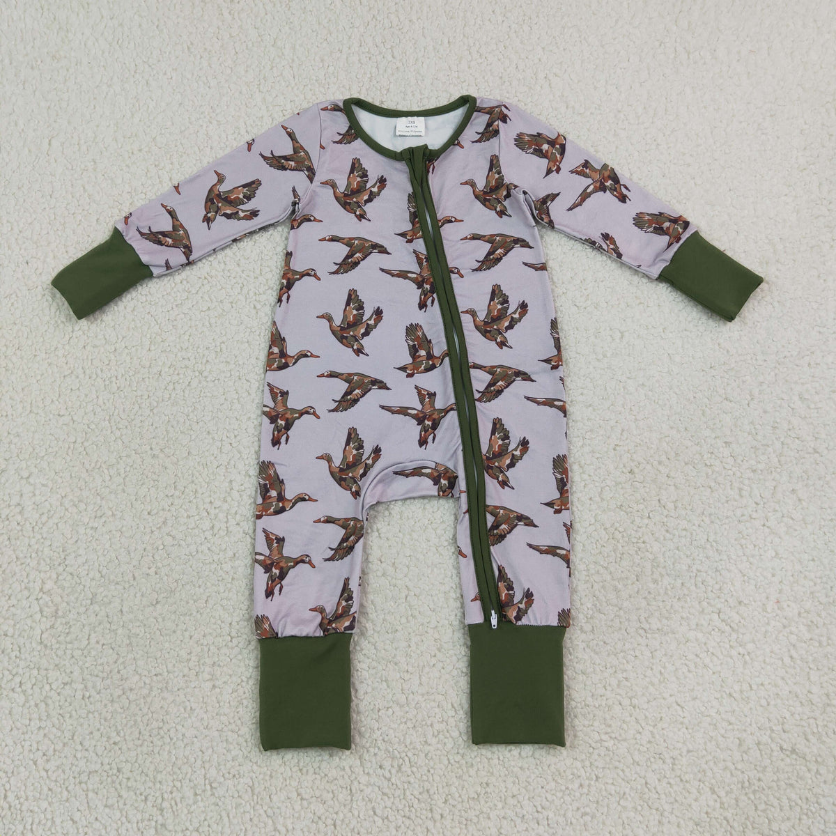Baby Boys Camo Ducks Hunting Two Way Zip Convertible Romper