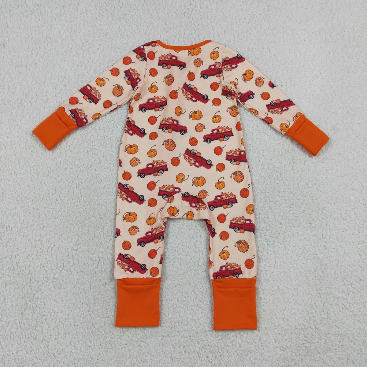 Sibling Baby Boys Pumpkins Cars Fall Pajamas Sets Zip Romper Pant Blanked