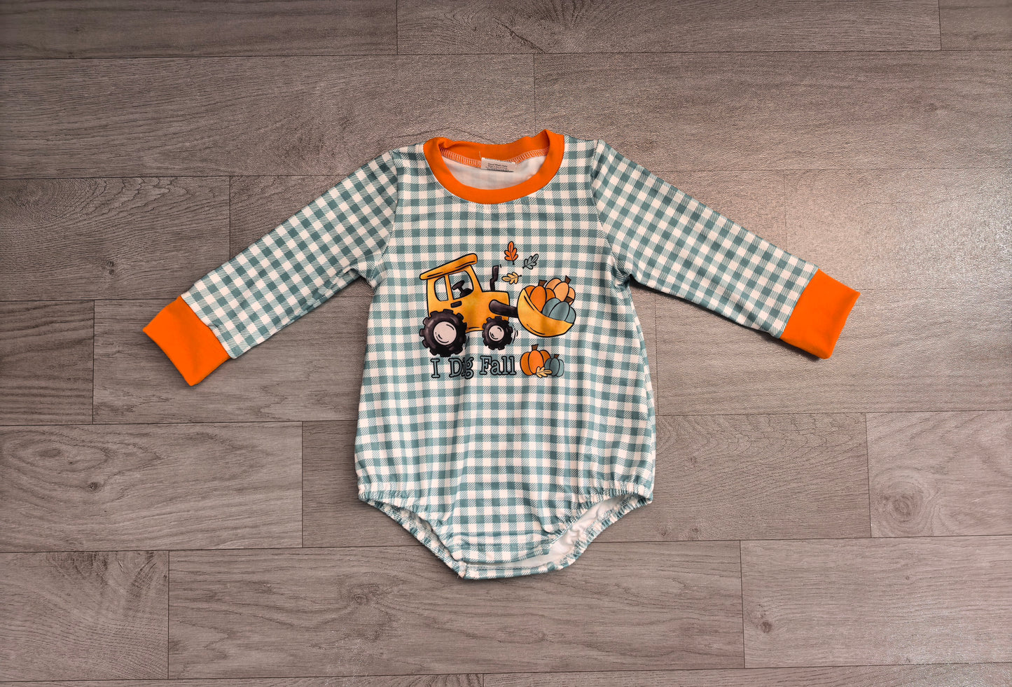 Baby Boys Pumpkins Truck Checked Fall Romper Preorder