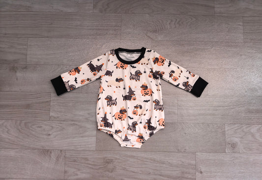 Baby Boys Ghost Pumpkins Dogs Halloween Fall Romper Preorder