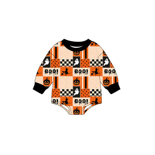 Preorder moq 5 Baby Boys Ghost Pumpkins Halloween Fall Romper