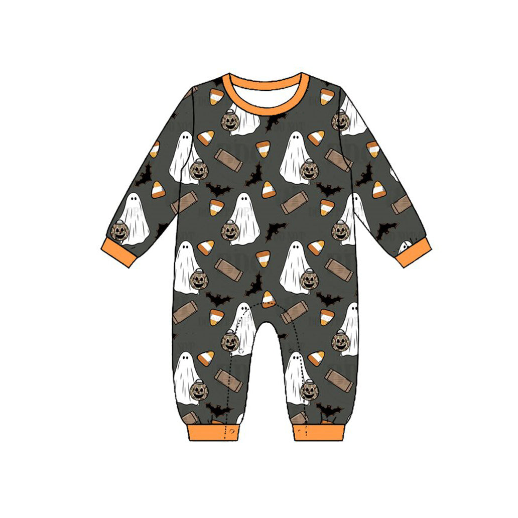Preorder moq 5 Baby Boys Ghosts Pumpkins Halloween Pant Romper