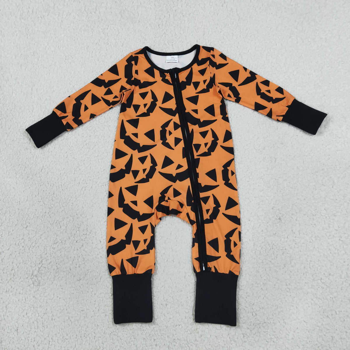 Baby Boys Ghost Pumpkins Halloween Two Way Zip Convertible Romper