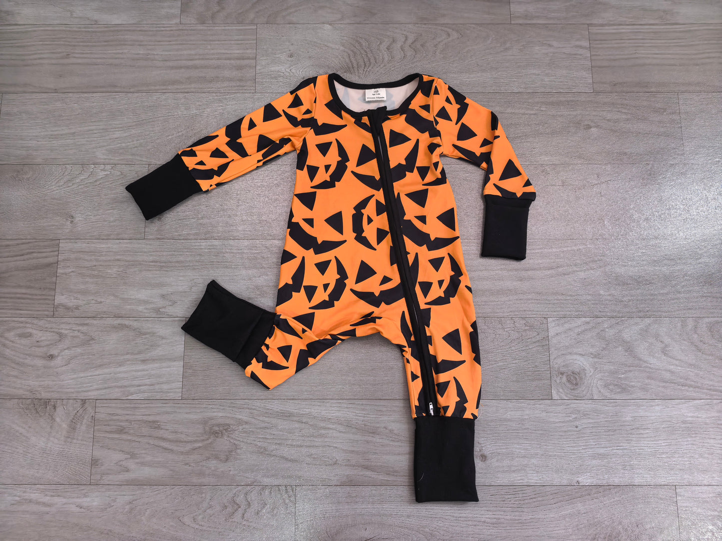 Baby Boys Ghost Pumpkins Halloween Two Way Zip Convertible Romper Preorder