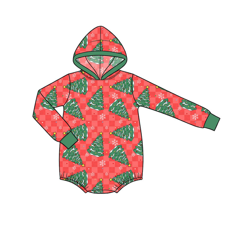 Preorder moq 5 Baby Boys Snowflakes Trees Christmas Hoodies Romper