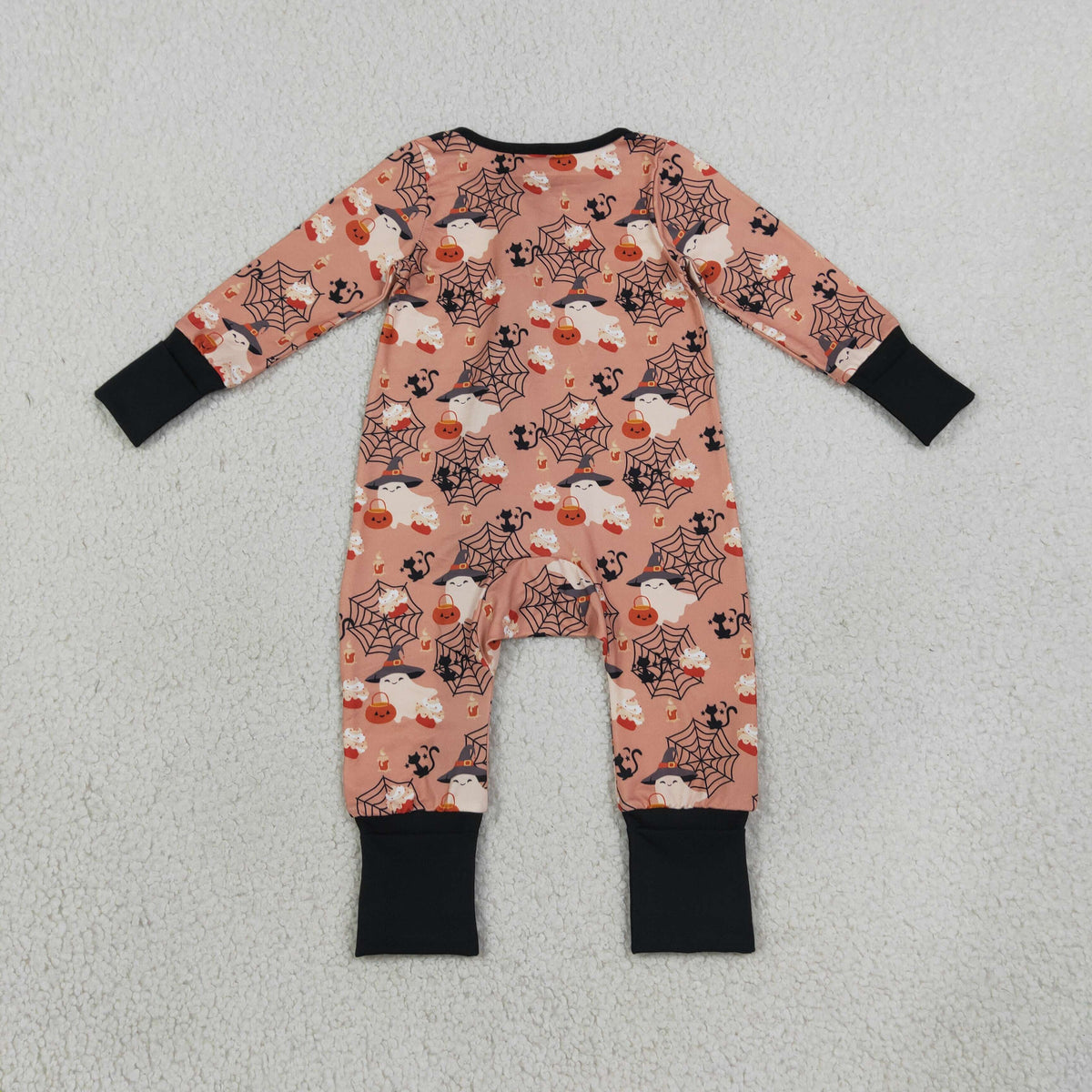 Baby Boys Ghost Pumpkins Halloween Two Way Zip Convertible Rompers