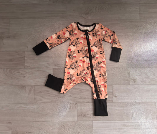 Baby Boys Ghost Pumpkins Halloween Two Way Zip Convertible Rompers Preorder