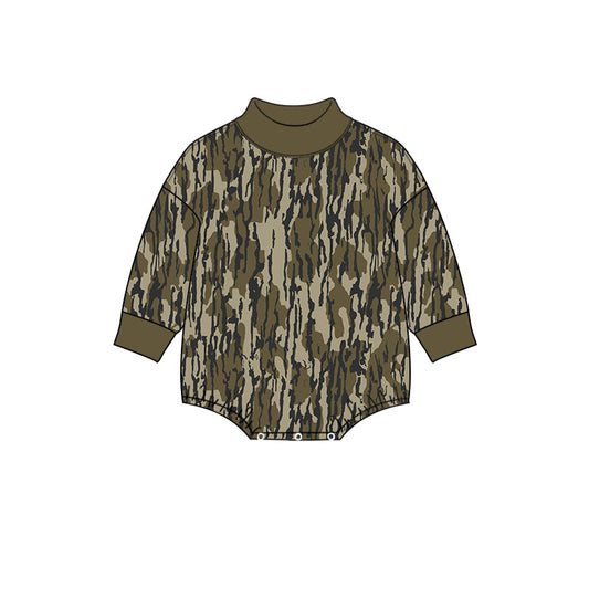 Preorder moq 5 Baby Boys Long Sleeve Wood Camo Rompers