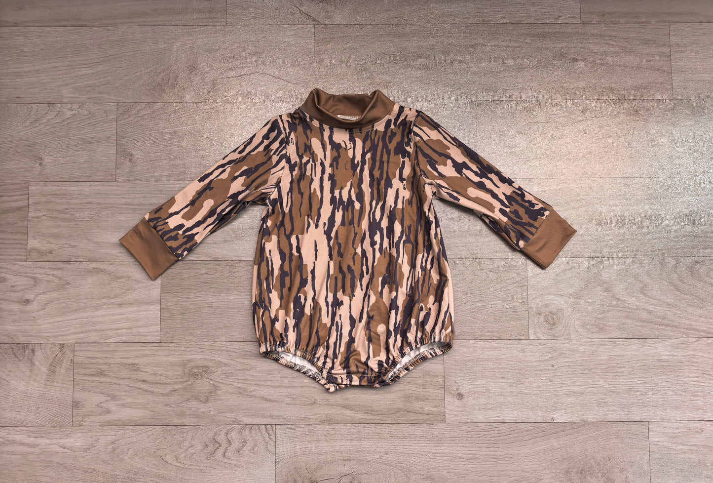 Baby Boys Long Sleeve Wood Camo Rompers Preorder