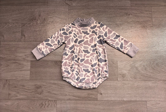 Baby Boys Long Sleeve Light Grey Camo Rompers Preorder