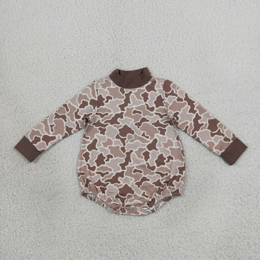 Sibling Baby Boys Girls Long Sleeve Leaves Camo Choker Rompers