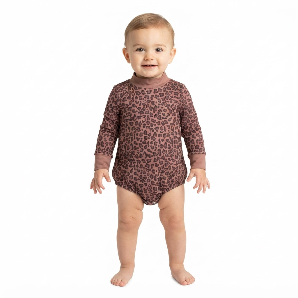 Baby Boys Long Sleeve Brown Brown Choker Rompers