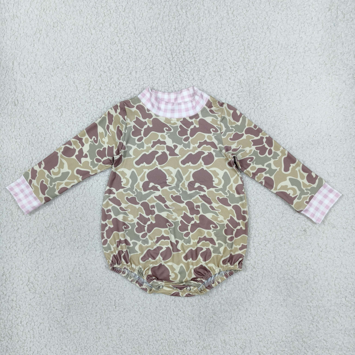 Baby Girls Long Sleeve Pink Khaki Green Camo Choker Rompers