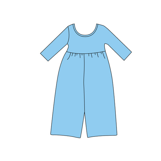 Preorder moq 5 Baby Girls Blue Long Sleeve Pant Jumpsuits