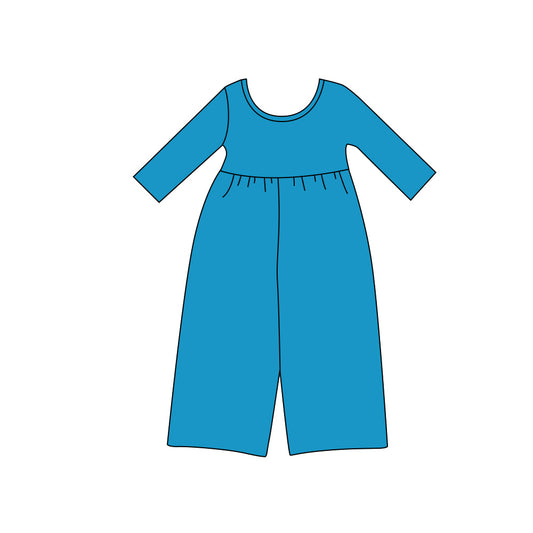 Preorder moq 5 Baby Girls Hot Blue Long Sleeve Pant Jumpsuits