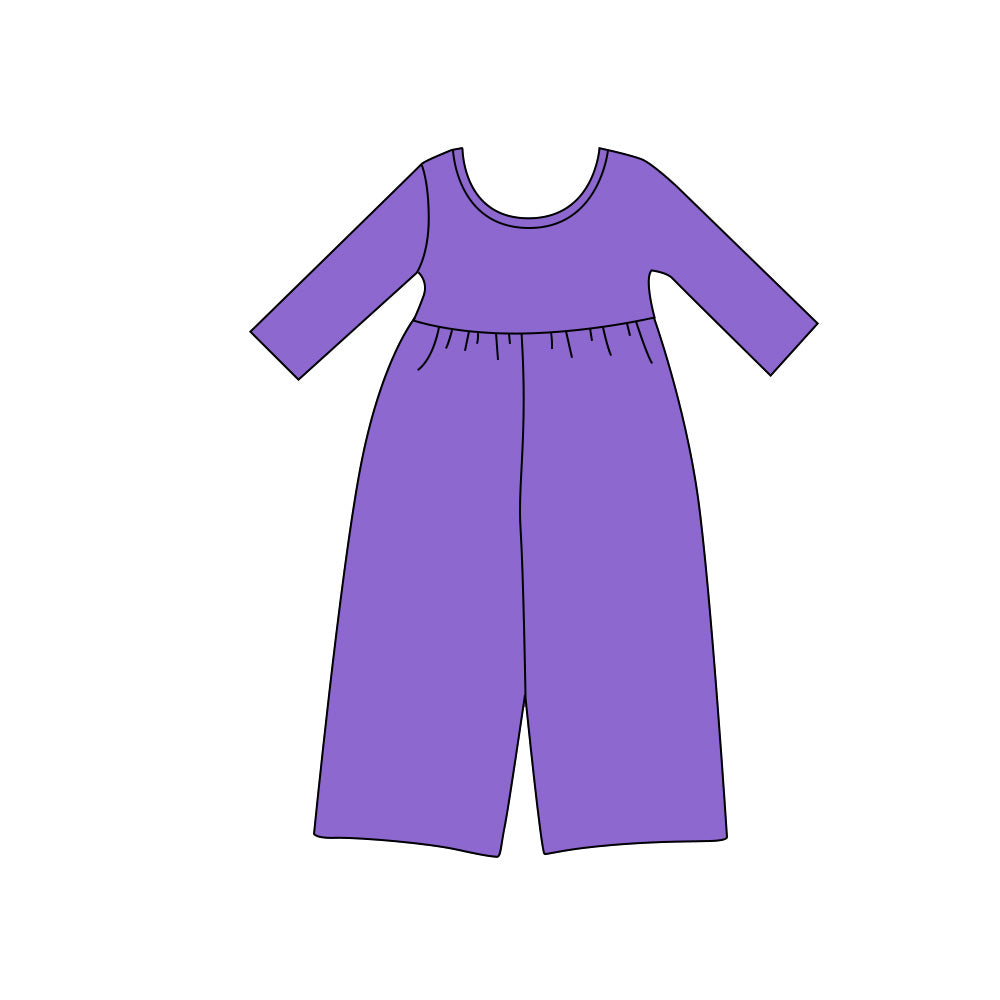 Preorder moq 5 Baby Girls Lavender Long Sleeve Pant Jumpsuits