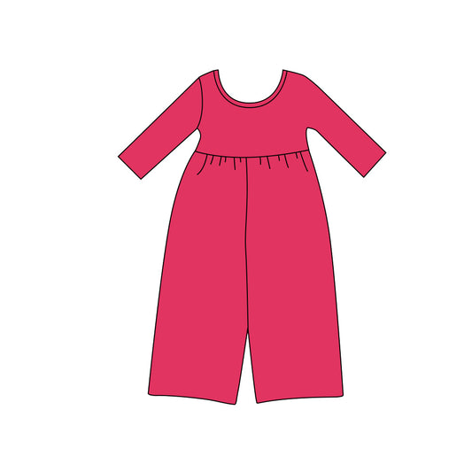 Preorder moq 5 Baby Girls Hot Pink Long Sleeve Pant Jumpsuits