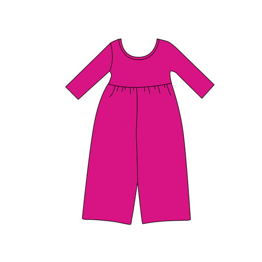 Preorder moq 5 Baby Girls Rose Red Long Sleeve Pant Jumpsuits