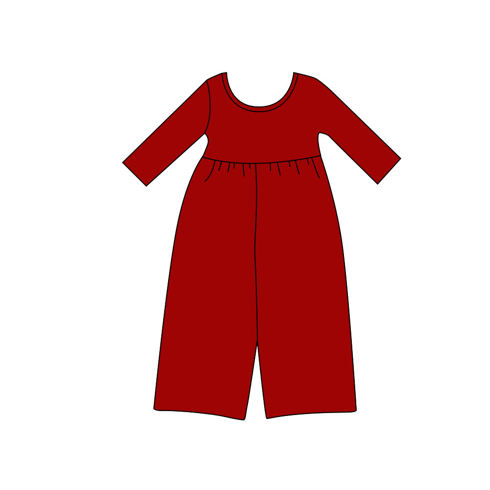 Preorder moq 5 Baby Girls Red Long Sleeve Pant Jumpsuits