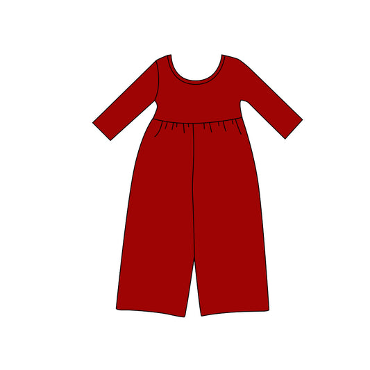 Preorder moq 5 Baby Girls Red Long Sleeve Pant Jumpsuits