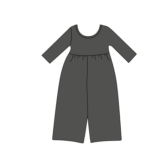 Preorder moq 5 Baby Girls Grey Long Sleeve Pant Jumpsuits