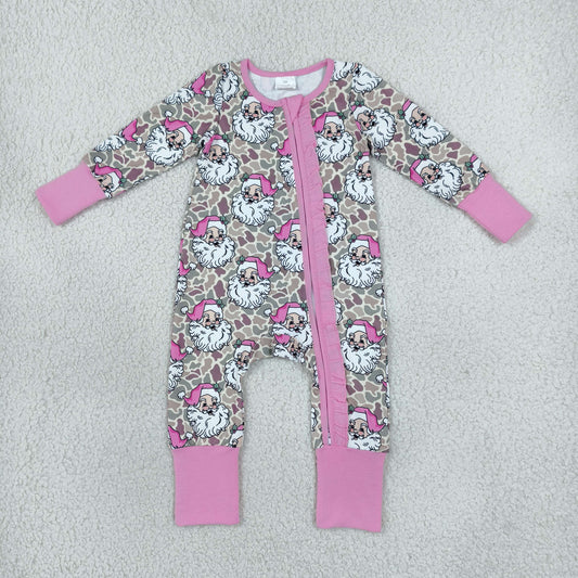 Baby Girls Khaki Camo Santa Christmas Two Way Ruffle Zip Convertible Rompers