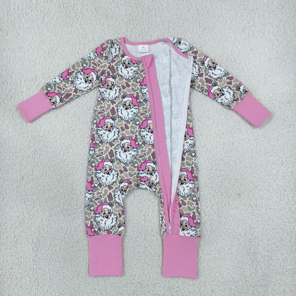 Sibling Baby Boys Girls Camo Santa Christmas Pajamas Zip Rompers