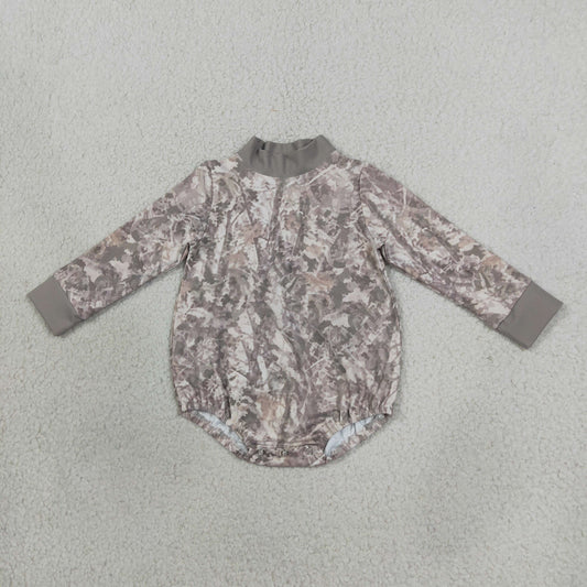 Sibling Baby Boys Girls Long Sleeve Leaves Camo Yoga Active Choker Rompers
