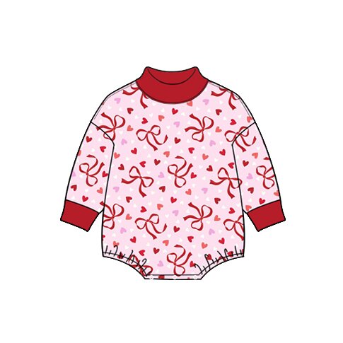 Preorder moq 5 Baby Girls Bows Hearts Plaid Valentines Rompers