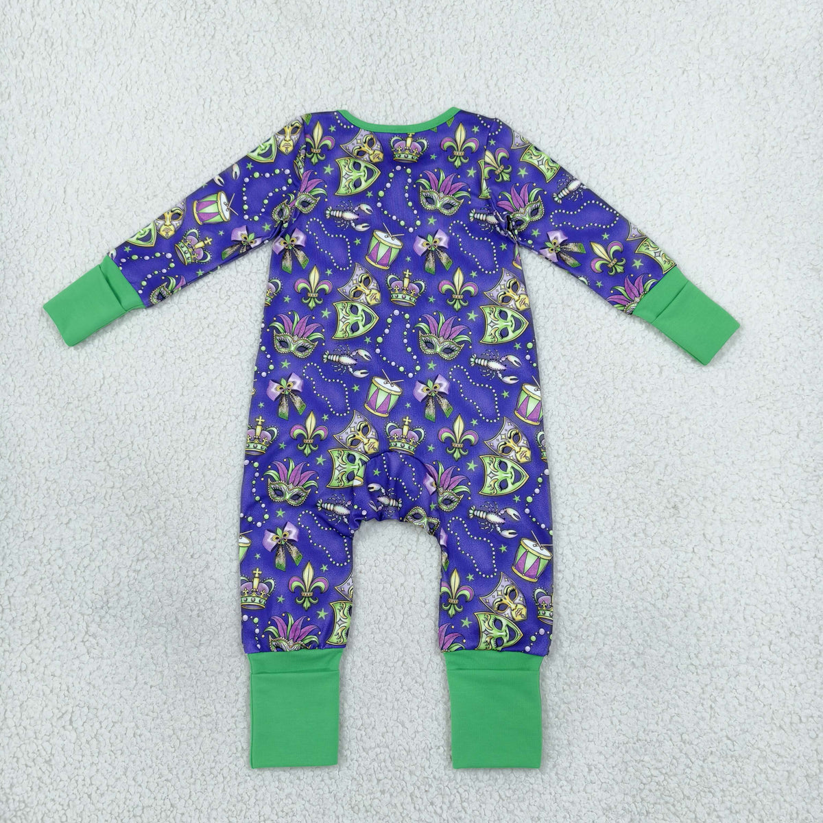Baby Girls Mardigras Masks Two Way Ruffle Zip Convertible Rompers